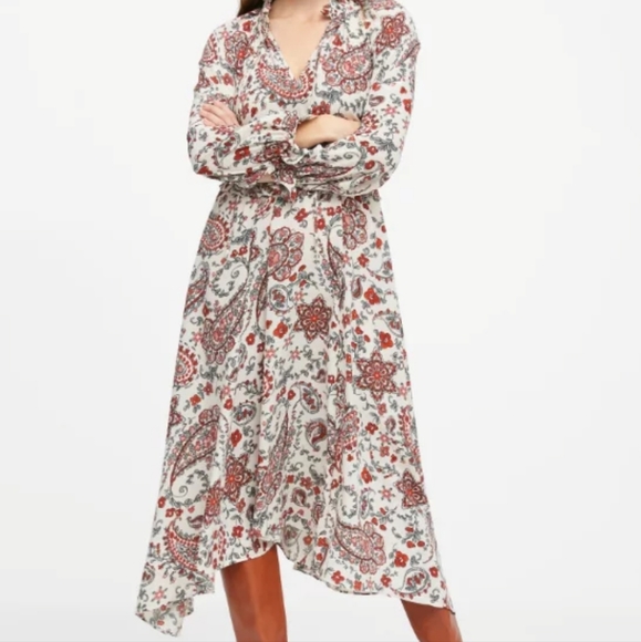 Banana Republic Petite Peasant Midi Dress, 00, XXS. Floral Pattern - Picture 1 of 6